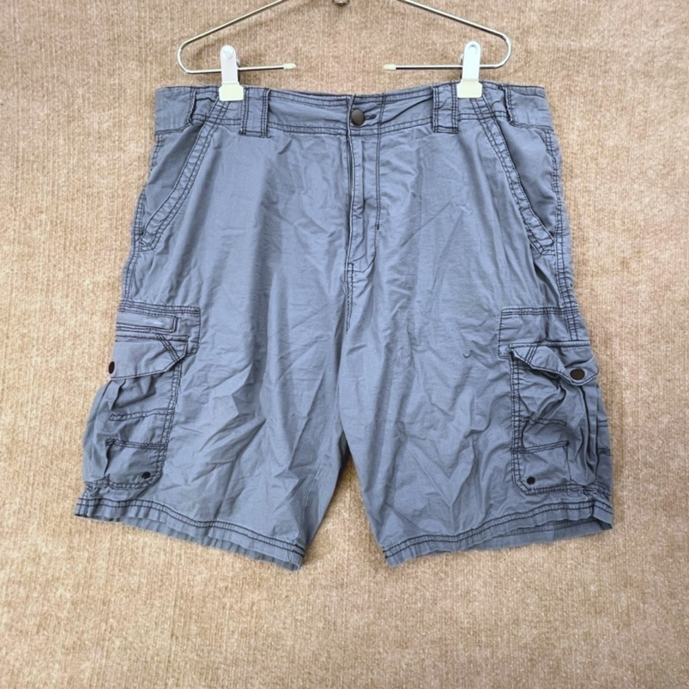 IRON Co. Mens Cargo Shorts Size 38‎ Blue Chambray Utility Casual Outdoor